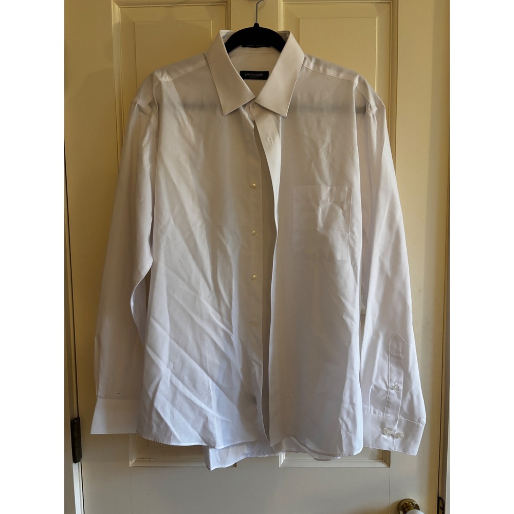 Pierre Cardin Mens Slim Fit Dress Shirt White Long Sleeve 16-16.5 34/35 L